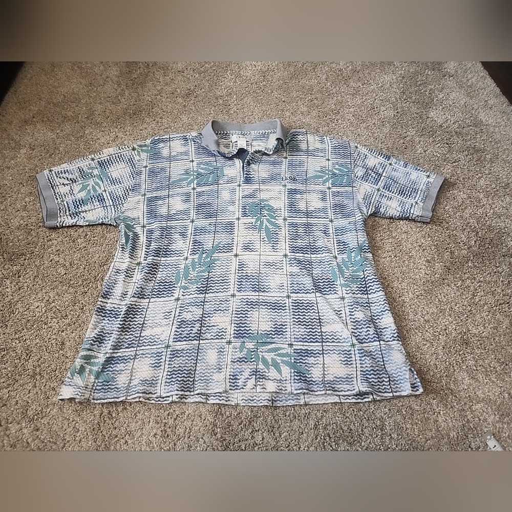 Izod Golf Polo Floral Vented Mens XL Vintage Aloha Sports Outdoor Retro Wear